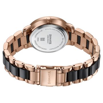 Sonata Festive Quartz Multifunction Black Dial Two Toned Acetate And Metal Strap Watch For Women