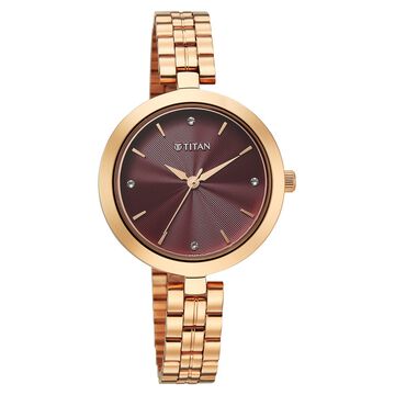 Titan Titan Karishma Quartz Analog Pink Dial Rose Gold Stainless Steel Strap Watch For Women