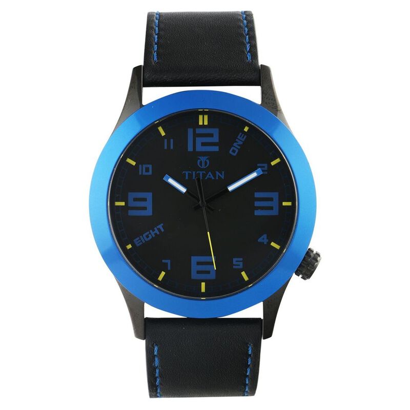 Titan Quartz Analog Black Dial Leather Strap Watch for Men - image number 0