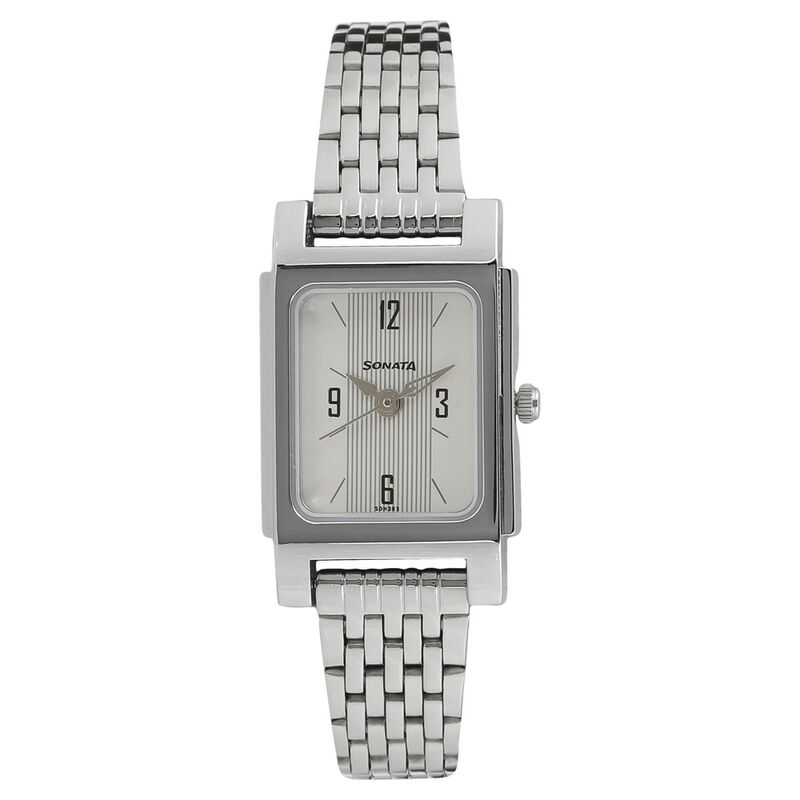 Sonata Essentials White Dial Women Watch With Stainless Steel Strap