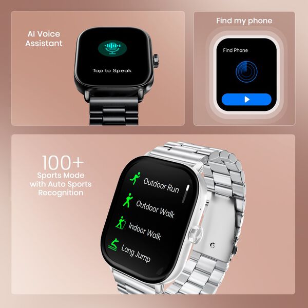Fastrack Radiant FX2 Luxury Metal Smartwatch with largest 5.1 AMOLED Display with Functional Crown With Black Strap - image number 6