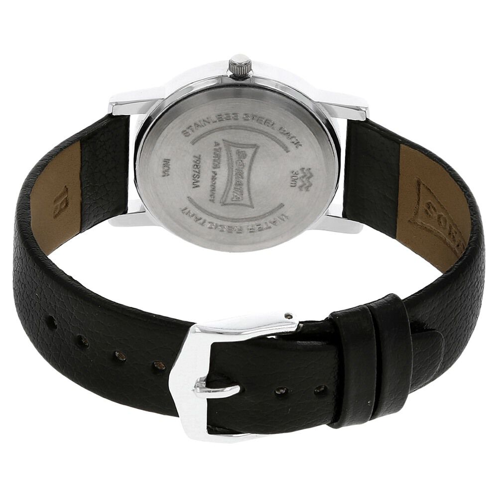 Buy Online Sonata Quartz Analog Black Dial Leather Strap Watch for Men nm7987sl02w Titan