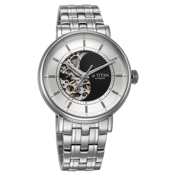 Titan Yin Yang Skeletal Automatic Analog with Black Dial Silver Stainless Steel Strap Watch for Men - image number 2