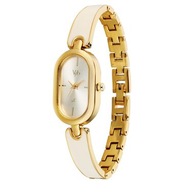 Vyb Diva By Fastrack Quartz Analog Off White Dial Golden Metal With Enamel Fill Strap Watch For Girls