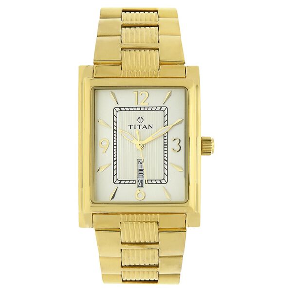 Titan Champagne Dial Analog with Day and Date Stainless Steel Strap Watch for Men - image number 1