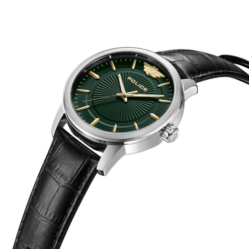 Police Quartz Analog Green Dial Leather Strap Watch for Men - image number 3
