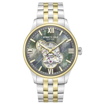 Kenneth Cole Automatic Automatic Mother Of Pearl Dial Two Toned Stainless Steel Strap Watch For Men