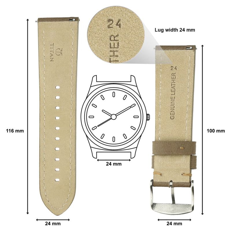 24 mm Brown Genuine Leather Strap for Men - image number 1