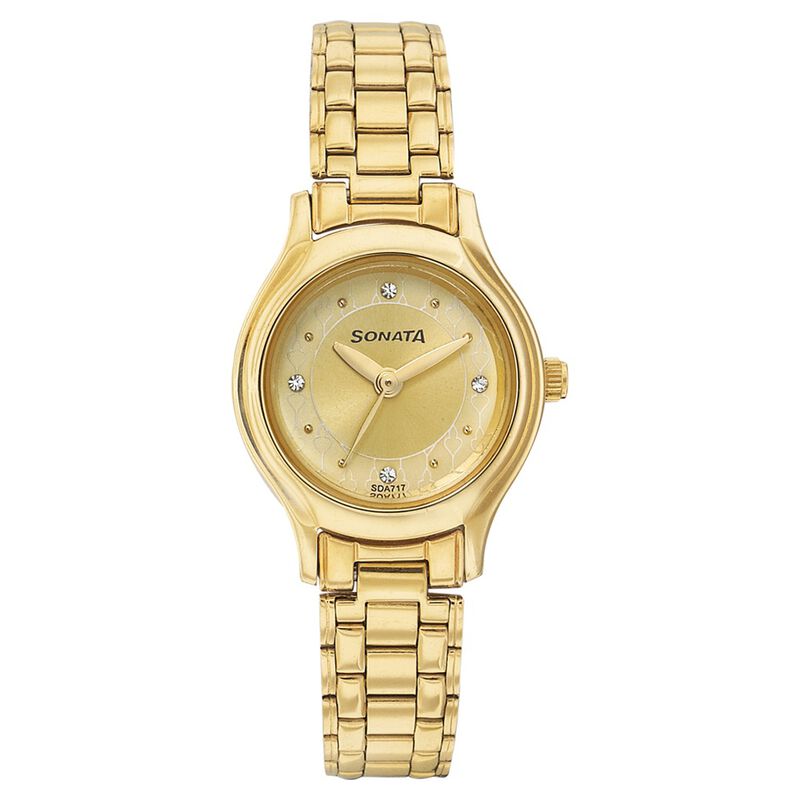 Sonata Quartz Analog Champagne Dial Strap Watch for Women