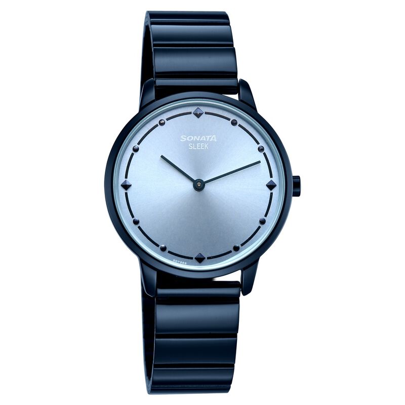 Sonata Sleek Women Ice Blue Dial Ultra-Slim Navy Bracelet Watch