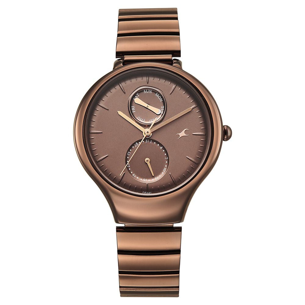 Fastrack Gelato brown multifunction metal strap watch with Chocolate dial for Girls-picture-25