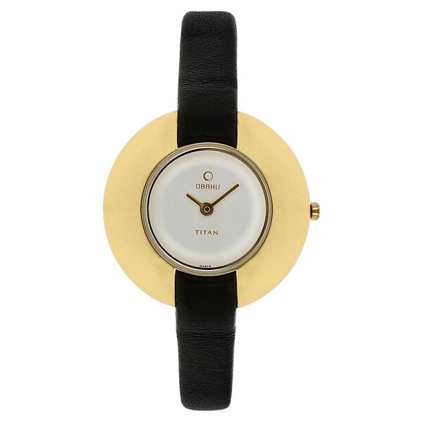 Titan Quartz Analog Silver Dial Leather Strap Watch for Women - image number 0