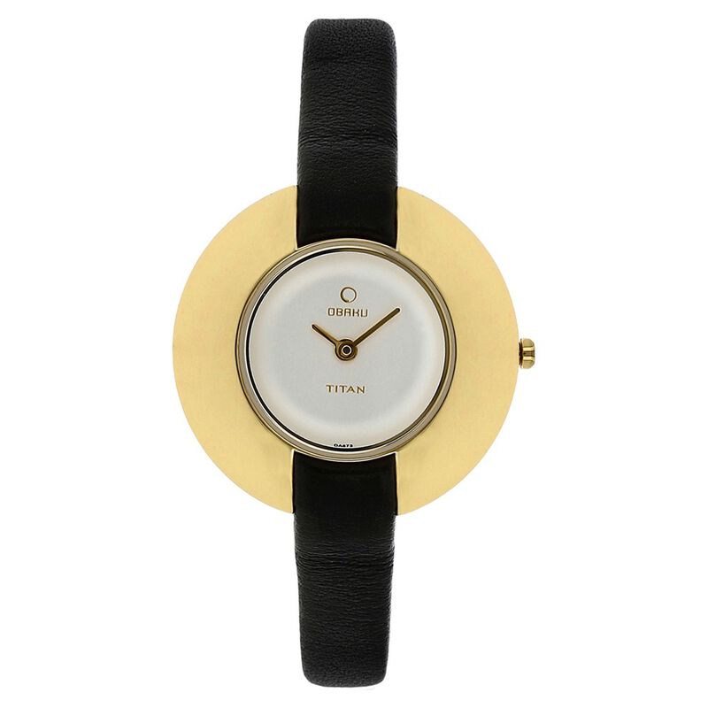 Titan Quartz Analog Silver Dial Leather Strap Watch for Women
