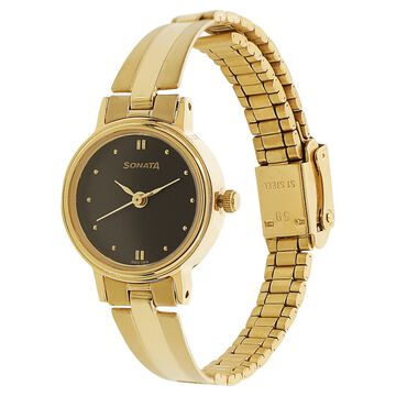 Sonata Quartz Analog Black Dial Metal Strap Watch for Women