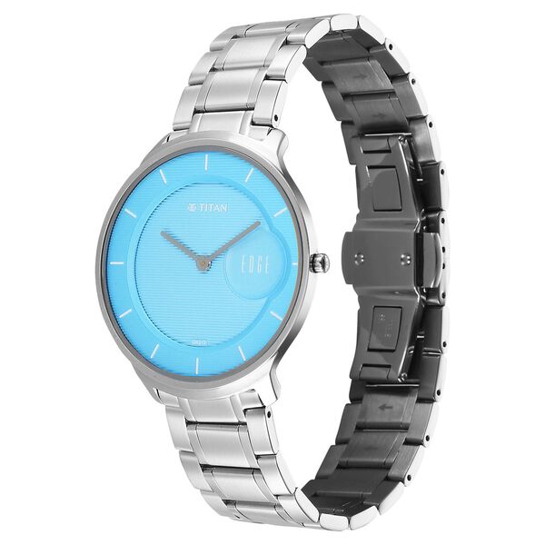 Titan Edge Murals Quartz Analog Blue Dial Stainless Steel Strap Watch For Men - image number 3