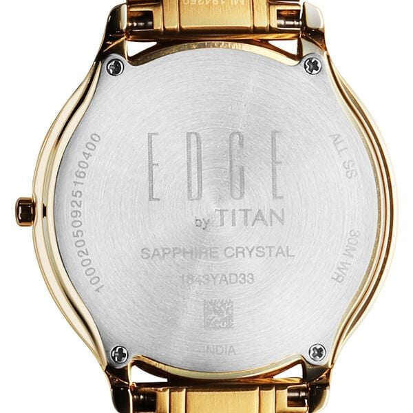 Titan Edge Gleam Quartz Analog Green Dial Golden Stainless Steel Strap Watch For Men - image number 3