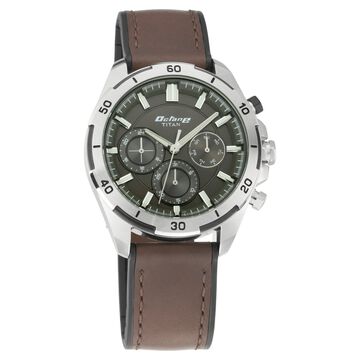 Titan Octane Hyper Lume Black Dial Quartz Multifunction Leather Strap watch for Men