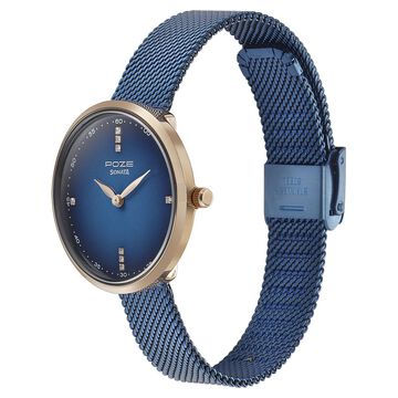 Sonata Poze Quartz Analog Blue Dial Mesh Strap Watch for Women