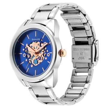 Sonata Unveil Quartz Multifunction Blue Dial Stainless Steel Strap Watch for Women