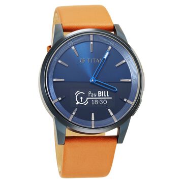 Titan Connected Plus Brown Dial Hybrid Leather Strap watch for Men