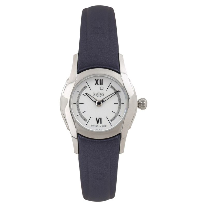 Xylys Swiss Analog Black Leather Strap and White Dial Watch For Women