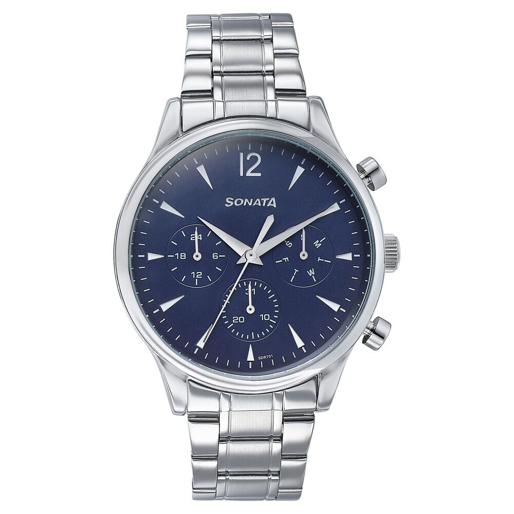 Sonata Wedding Edit Quartz Multifunction Blue Dial Stainless Steel Strap Watch For Men-picture-13