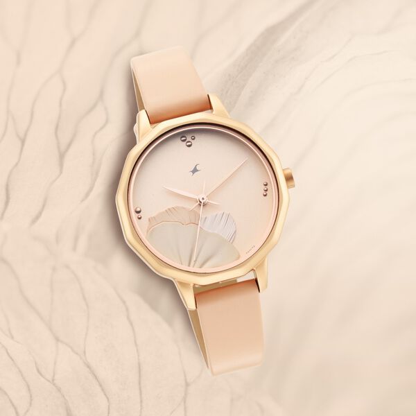 Fastrack Uptown Retreat Quartz Analog Rose Gold Dial Leather Strap Watch for Girls - image number 0