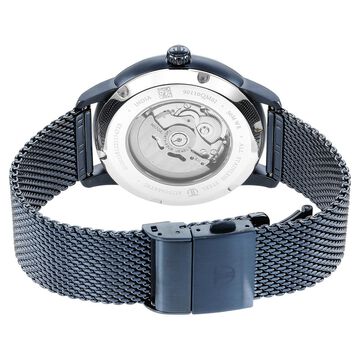 Titan Skeletal Automatic Blue Dial Blue Stainless Steel Strap Watch for Men