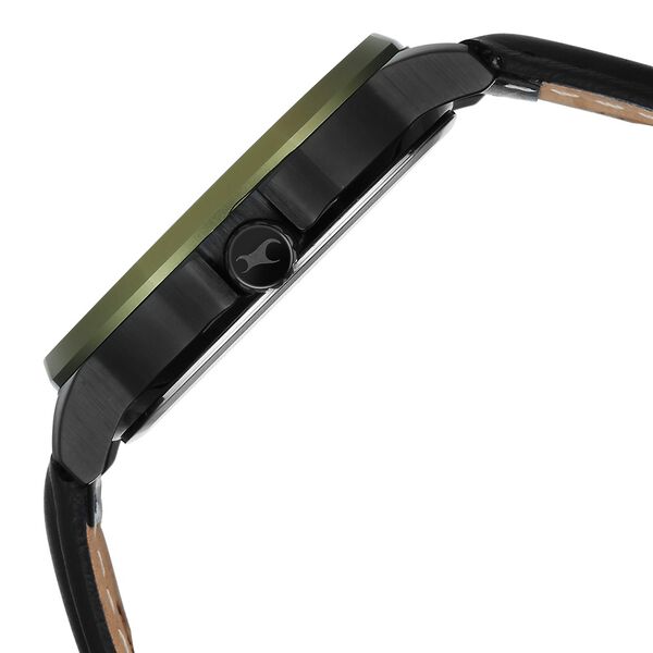 Fastrack Street Opulence Quartz Sun Moon Multifunction Green Dial Black Leather Strap Watch For Guys - image number 4