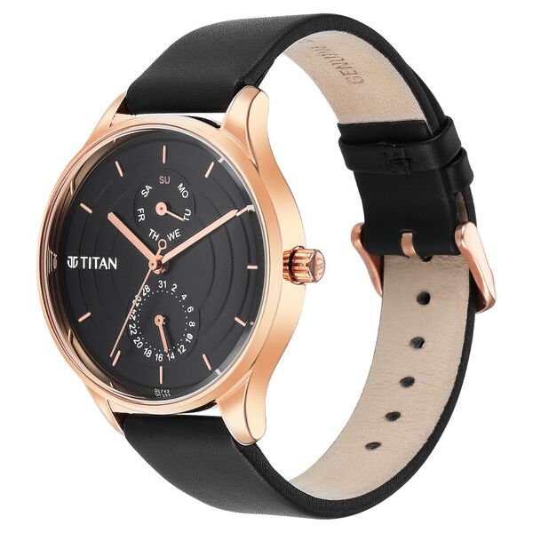 Titan Neo Workdays Black Dial Quartz Multifunction Leather Strap watch for Women - image number 2