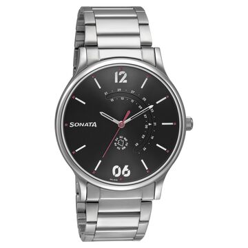 Sonata RPM Quartz Analog with Day and Date Brown Dial Stainless Steel Strap Watch for Men