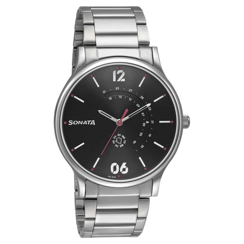 Sonata RPM Quartz Analog with Day and Date Brown Dial Stainless Steel Strap Watch for Men