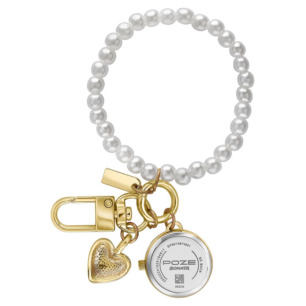 Buy Online Poze By Sonata Quartz Analog Golden Dial Bag Charm