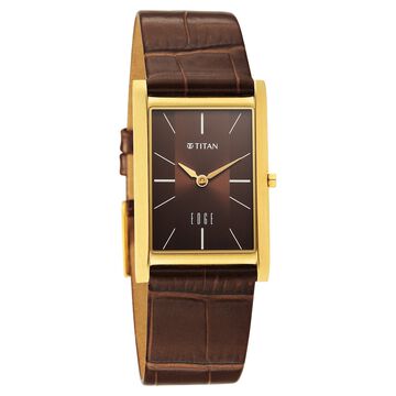 Titan Edge Monture Quartz Analog Brown Dial Brown Leather Strap Watch For Men