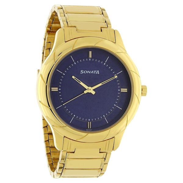 Sonata Quartz Analog Blue Dial Stainless Steel Strap Watch for Men - image number 1