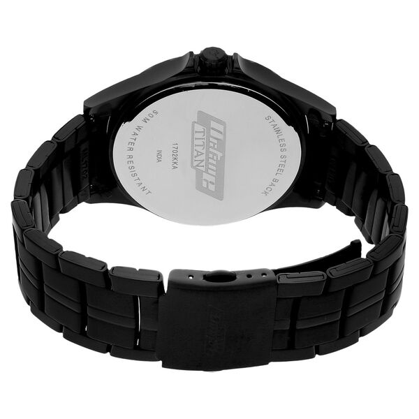 Titan Quartz Analog with Day and Date Black Dial Stainless Steel Strap Watch for Men - image number 3