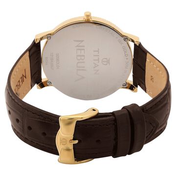 Titan Nebula Vintage 18k Gold Analog Leather Strap Watch for Men