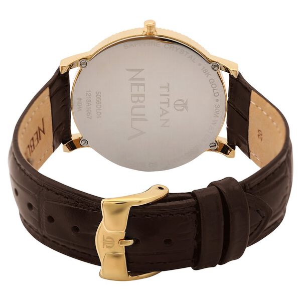 Titan Nebula Vintage 18k Gold Analog Leather Strap Watch for Men - image number 4