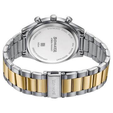 Sonata Festive Quartz Multifunction Green Dial Two Toned Metal Strap Watch For Men