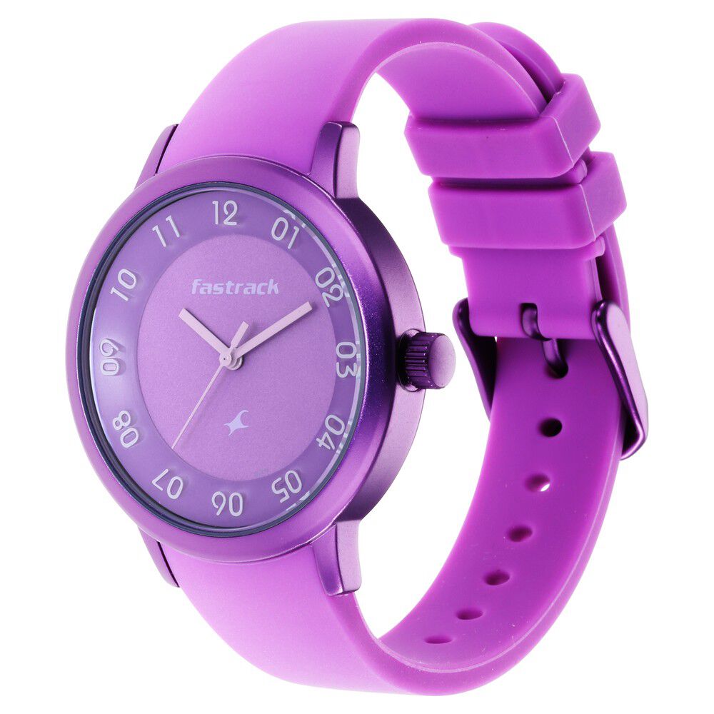 Buy Online Pop Colours Purple Dial Silicone Strap Watch for Girls 68025ap01 Titan