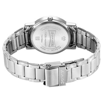 Sonata Classic Quartz Analog Grey Dial Silver Stainless Steel Strap Watch for Men