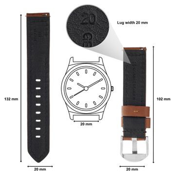 20 mm Tan Genuine Leather Straps for Men