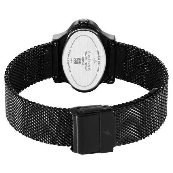 Fastrack Pulse Quartz Analog Black Dial Black Stainless Steel Strap Oval Shaped Watch For Girls - image number 5