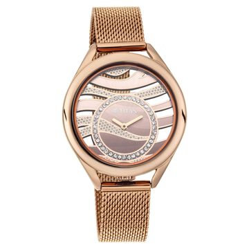 Titan Animalia Quartz Analog Dial Brown Stainless Steel Strap Watch For Women