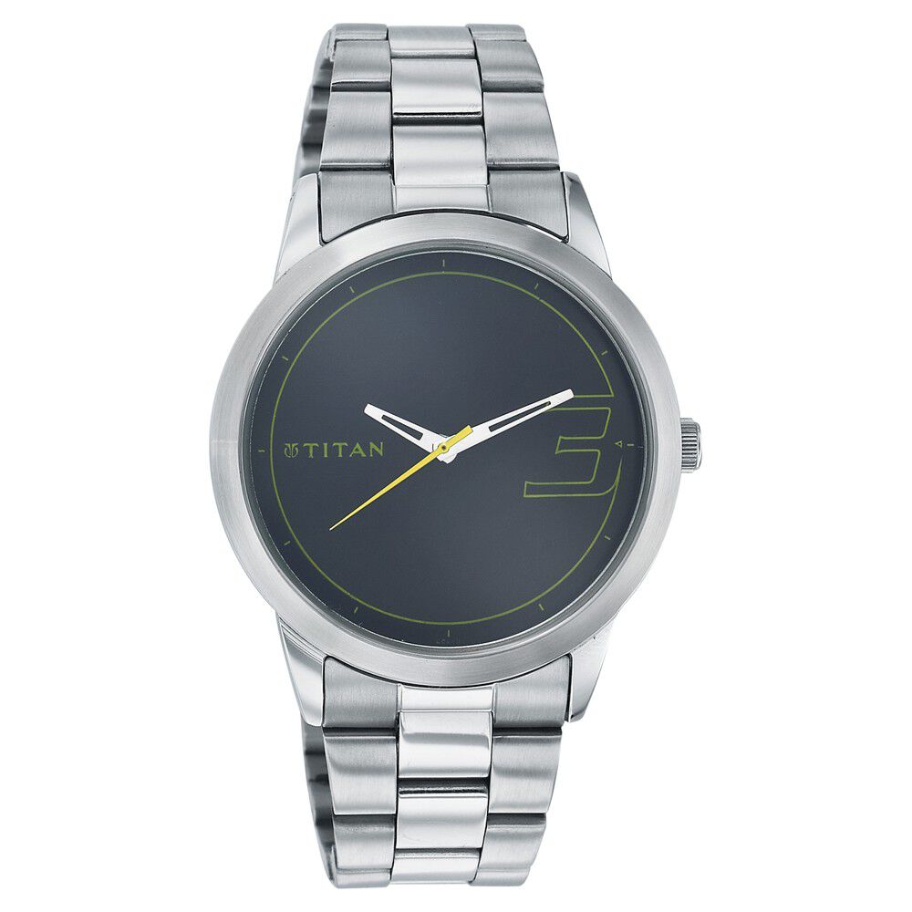 Buy Online Titan Quartz Analog Black Dial Metal Strap Watch for Men ne1584sm02c Titan