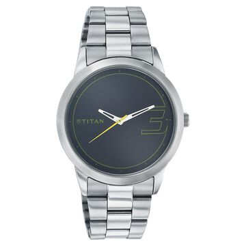 Titan Quartz Analog Black Dial Metal Strap Watch for Men