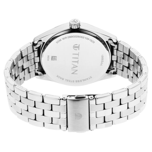 Titan Workwear Quartz Analog Black Dial Silver Stainless Steel Strap Watch For Men - image number 4