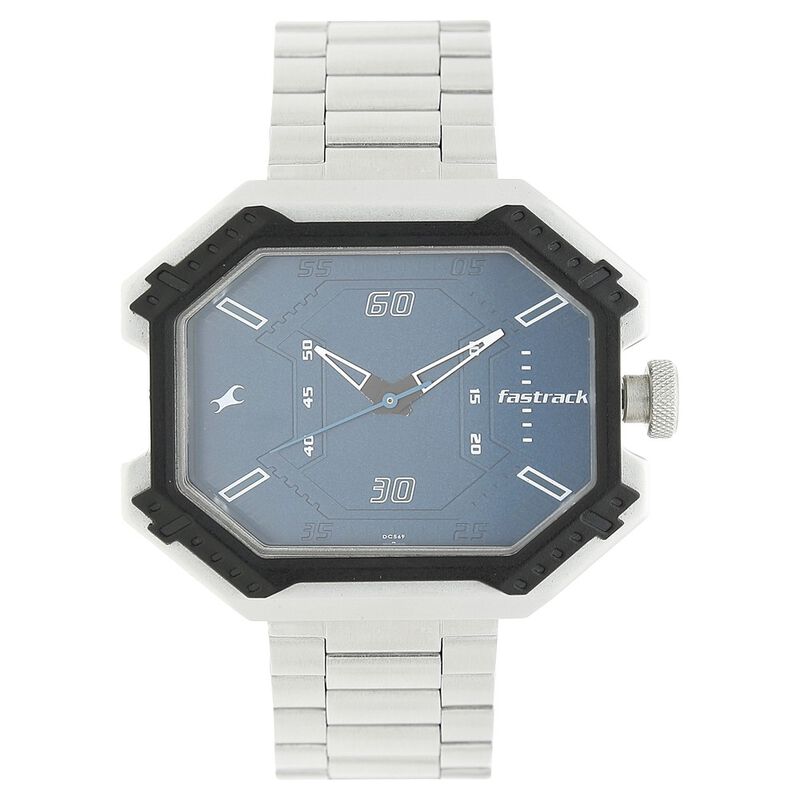 Fastrack Quartz Analog Blue Dial Metal Strap Watch for Guys