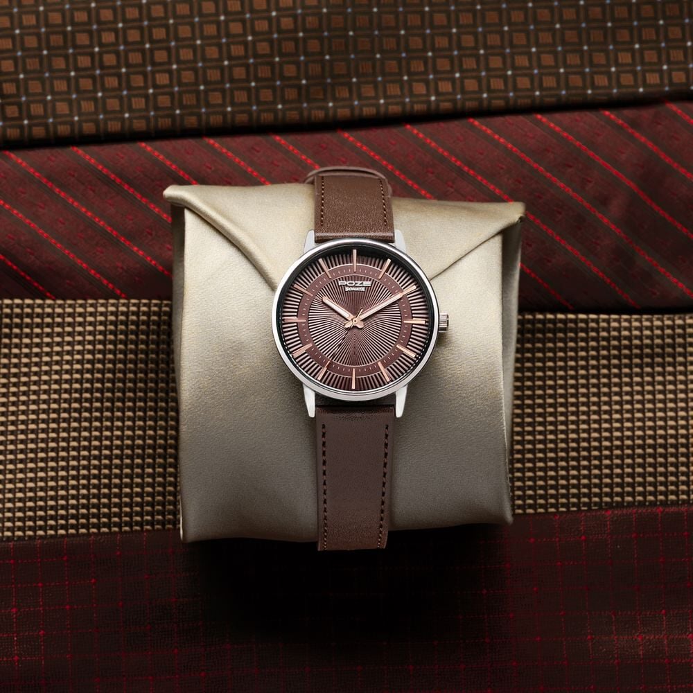 Sonata Poze Quartz Analog Brown Dial Brown Leather Strap Watch For Men-image-14