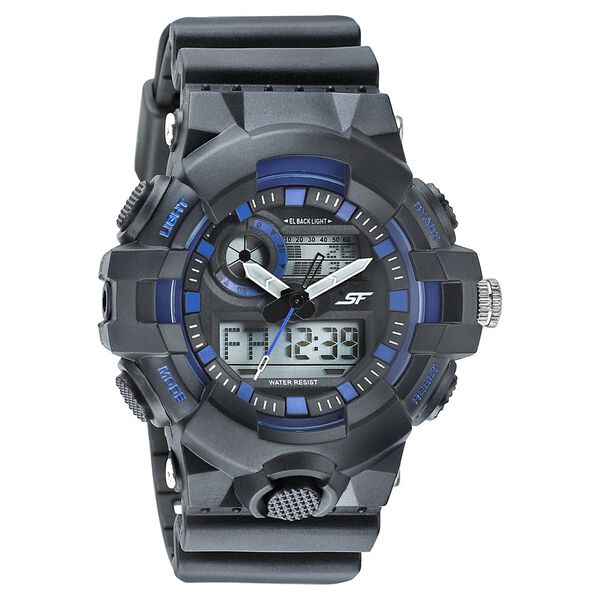 SF Quartz Analog Digital Black Dial Plastic Strap Watch for Men - image number 0